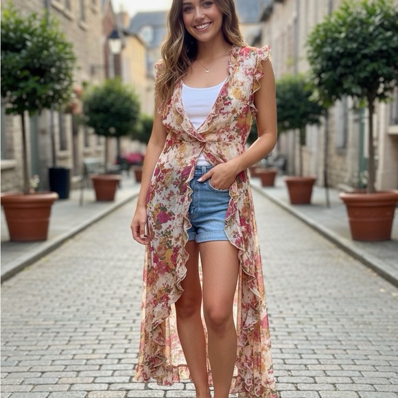 Sundance Other - Sundance Vibrant Floral Full Length Vest